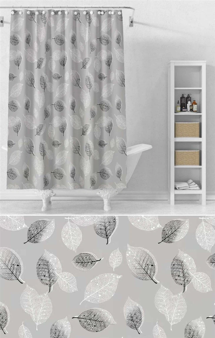 Leaf Design Peva Shower Curtains 68gsm