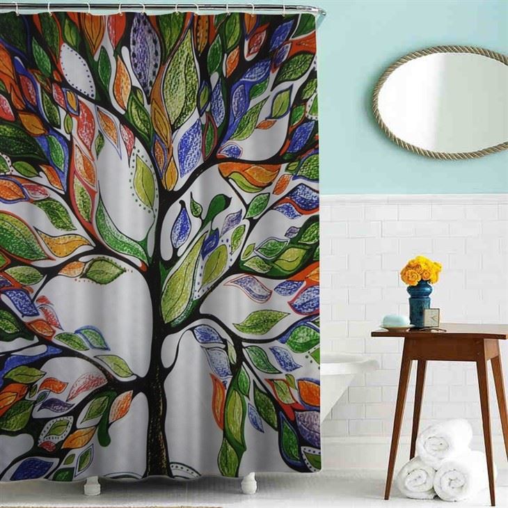 Digital Printing Landscape Waterfall Shower Curtain Polyester Fabric Waterproof Shower Curtain Factory Direct Supply Bath Curtain